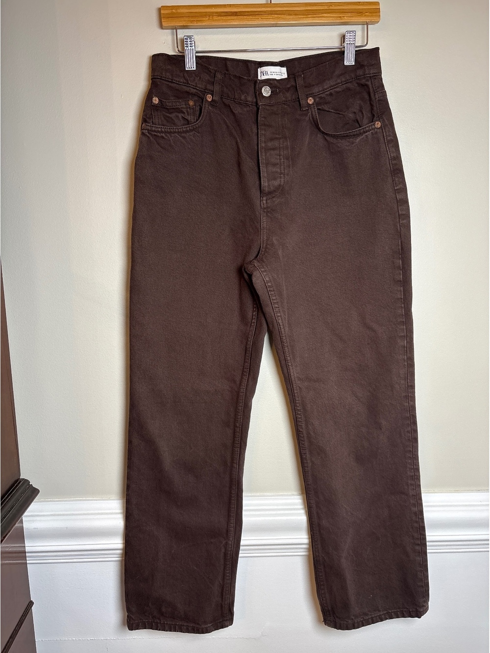 Zara Brown Button-fly Jeans 8